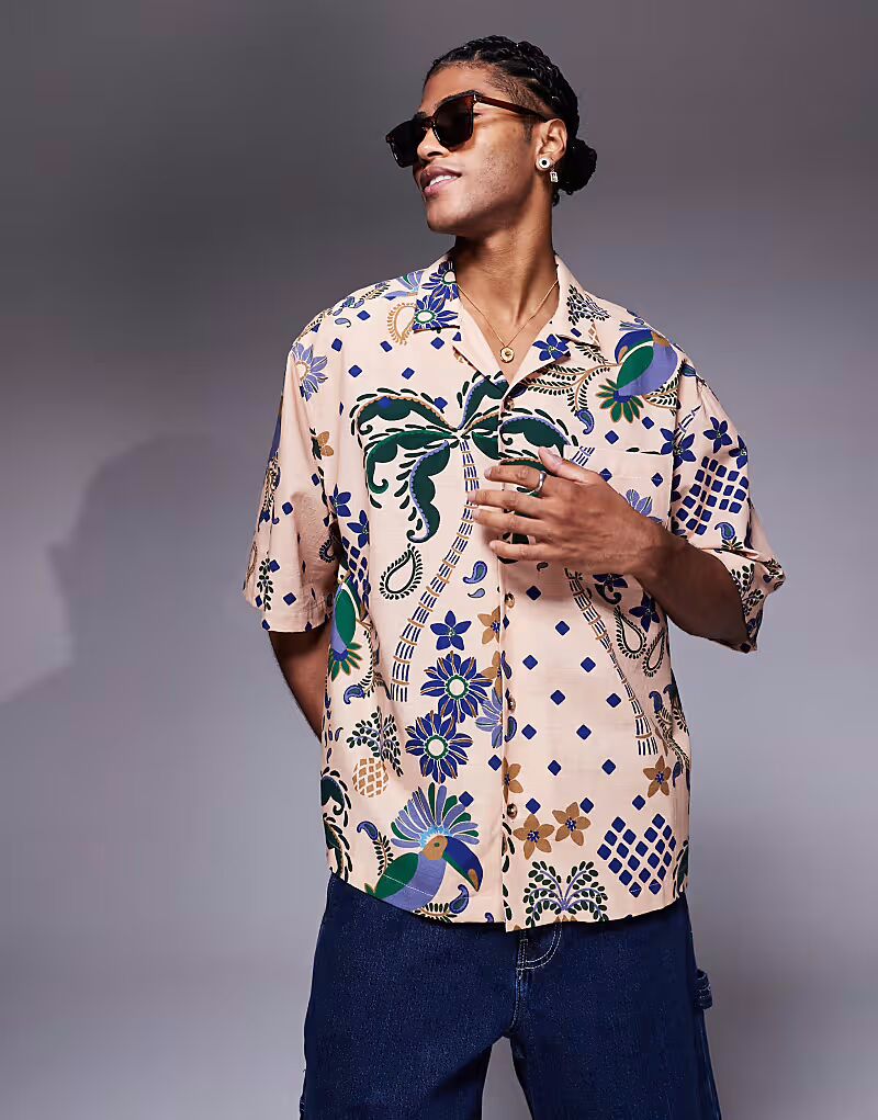 Рубашка свободного кроя с принтом Revere бежевого цвета Asos Design
Рубашка свободного кроя с принтом Revere бежевого цвета Asos Design