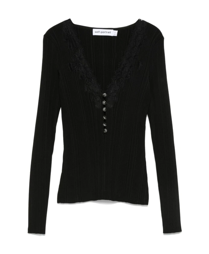 Черный шелковый и нейлоновый пуловер Self Portrait, черный
Черный шелковый и нейлоновый пуловер Self Portrait, черный