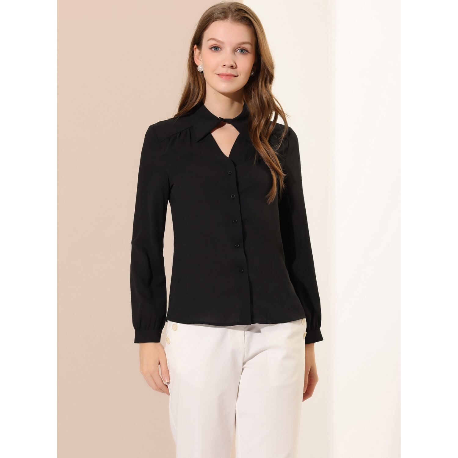 Женская блузка с воротником-колье и длинным рукавом с отложным воротником, рабочая рубашка ALLEGRA K, белый
Женская блузка с воротником-колье и длинным рукавом с отложным воротником, рабочая рубашка ALLEGRA K, белый