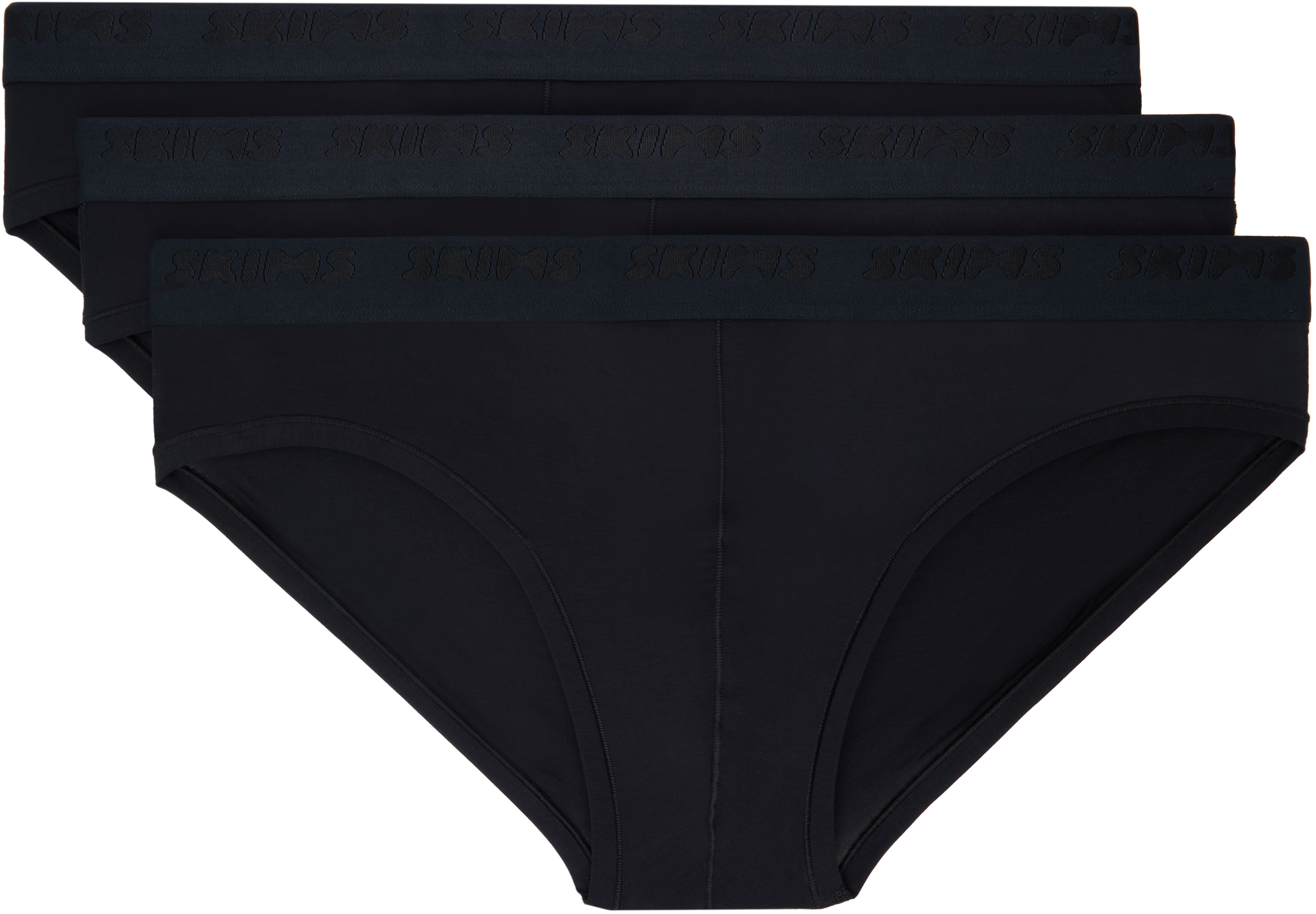 Комплект из трех пар черных трусов-стретчей KIM SKIMS 
Комплект из трех пар черных трусов-стретчей KIM SKIMS