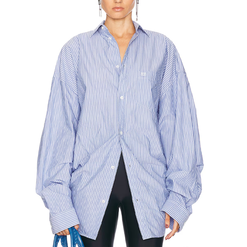 Рубашка в полоску с узлом Balenciaga, синий
Рубашка в полоску с узлом Balenciaga, синий