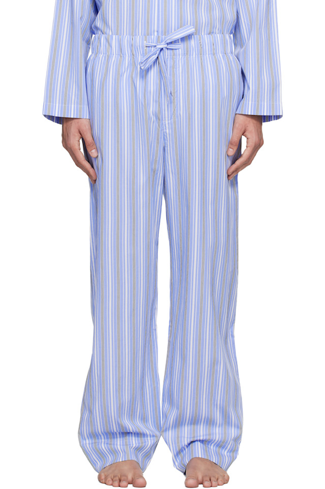 Tekla Пижамные штаны из поплина сине-белого цвета
Tekla Пижамные штаны из поплина сине-белого цвета
