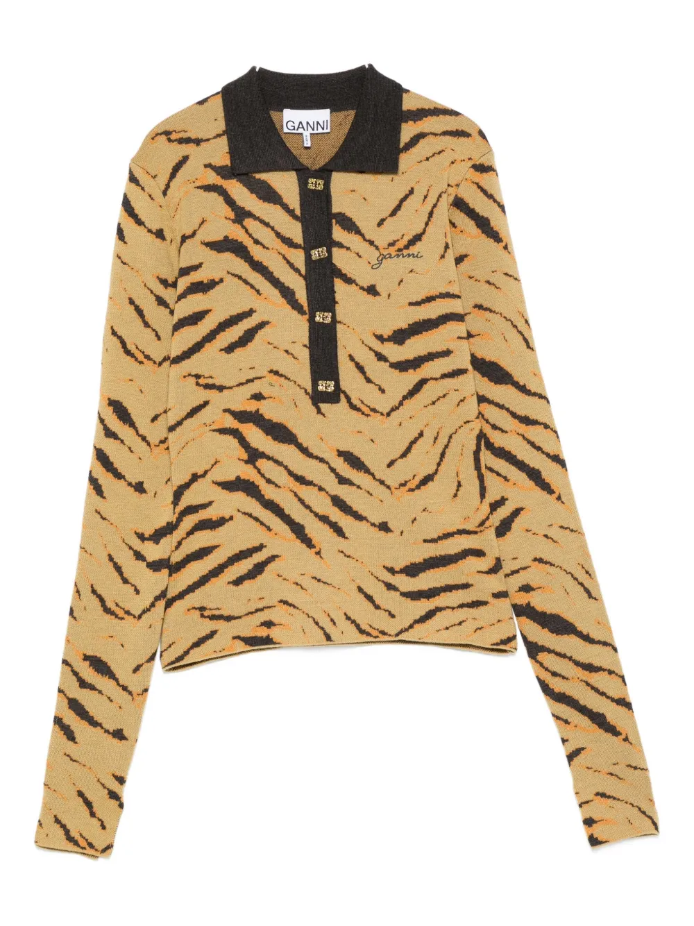 Поло в зебровый принт GANNI, нейтральный
Поло в зебровый принт GANNI, нейтральный