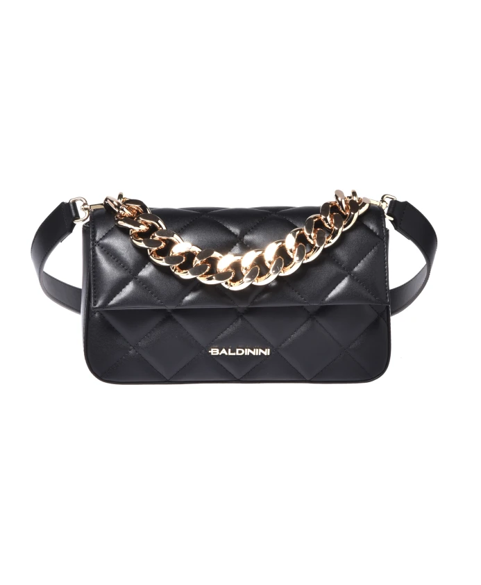 Черная стеганая кожаная сумка через плечо Baldinini, черный
Черная стеганая кожаная сумка через плечо Baldinini, черный