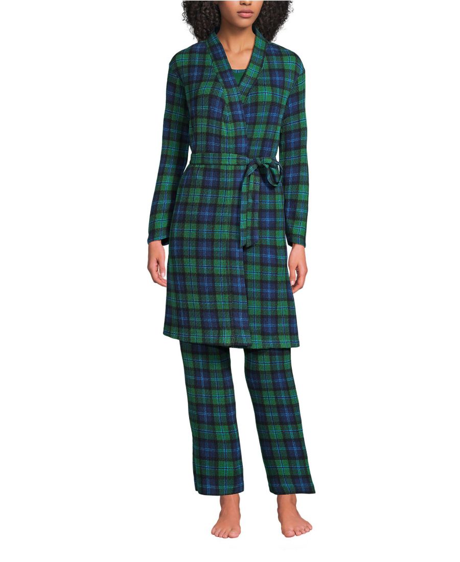 Женский пижамный комплект из трех предметов: майка, брюки и халат, из мягкого вафельного трикотажа, для невысоких женщин Lands' End, Light emerald blackwatch
Женский пижамный комплект из трех предметов: майка, брюки и халат, из мягкого вафельного трикотажа, для невысоких женщин Lands' End, Light emerald blackwatch