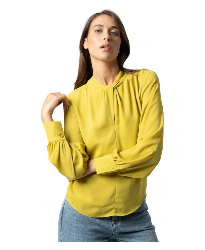 Шелковая блузка с длинными рукавами и без воротника Kocca, желтый
Шелковая блузка с длинными рукавами и без воротника Kocca, желтый