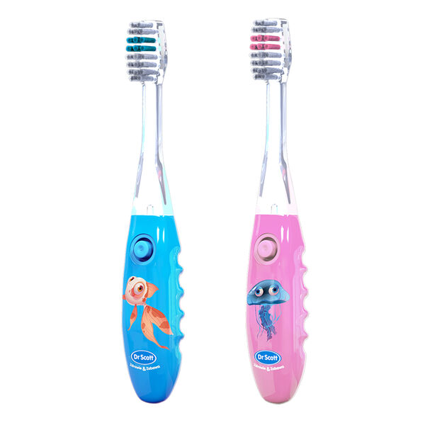 Набор: детская зубная щетка с таймером, синяя, 1 шт. + детская зубная щетка с таймером, розовая, 1 шт. Dr Scott
Набор: детская зубная щетка с таймером, синяя, 1 шт. + детская зубная щетка с таймером, розовая, 1 шт. Dr Scott