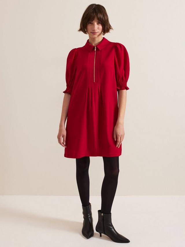 Мини-платье кэндис с пышными рукавами на молнии Phase Eight, красный 
Мини-платье кэндис с пышными рукавами на молнии Phase Eight, красный