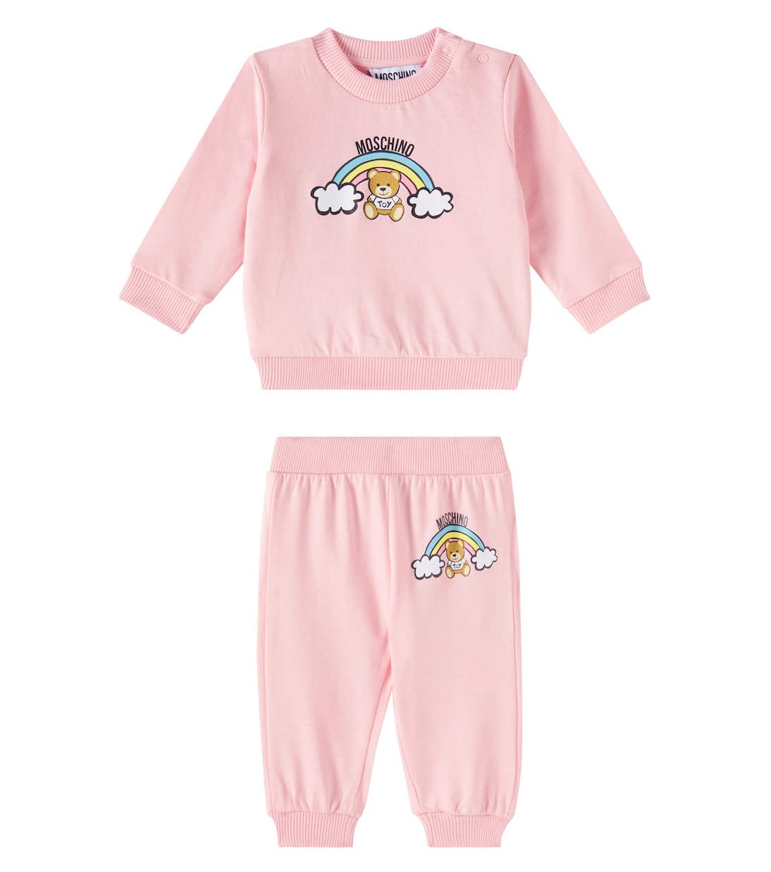 Комплект из детской трикотажной кофты и спортивных штанов Moschino Kids, Sugar Rose
Комплект из детской трикотажной кофты и спортивных штанов Moschino Kids, Sugar Rose