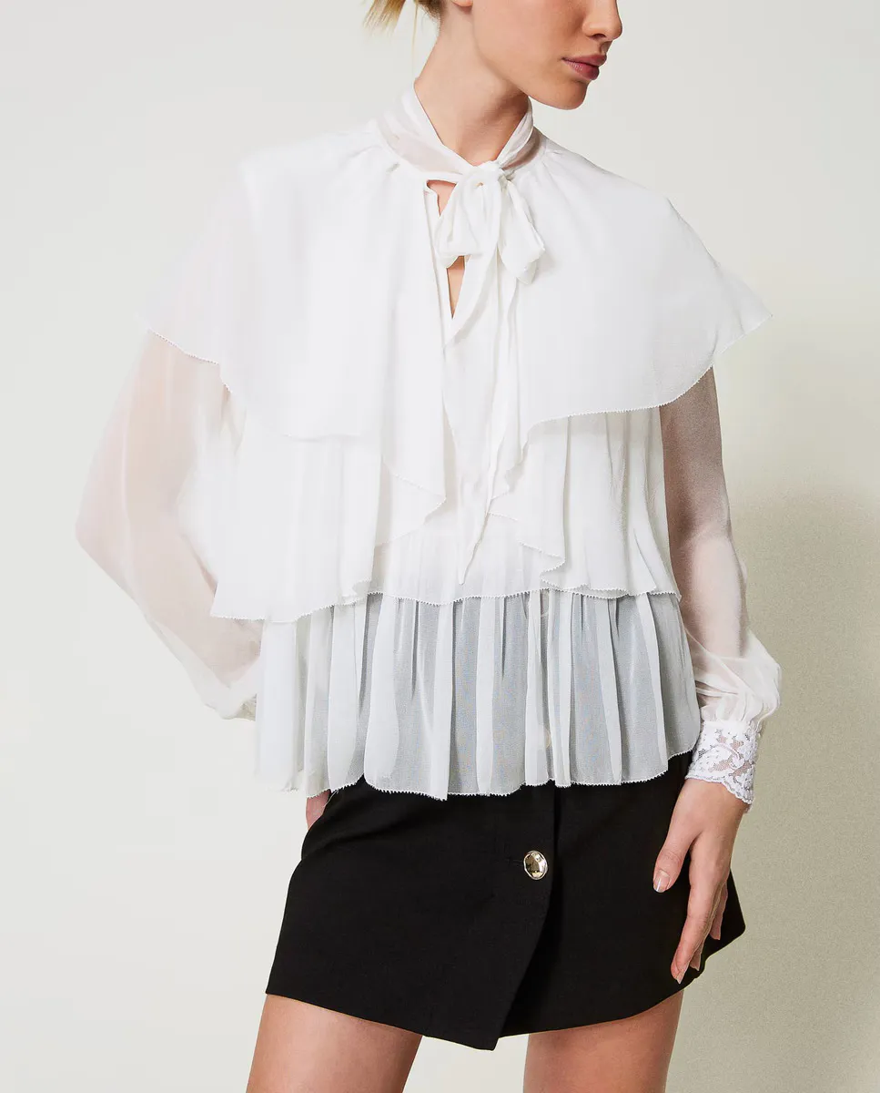 Женская блузка с оборками и кружевом Twinset, белый
Женская блузка с оборками и кружевом Twinset, белый