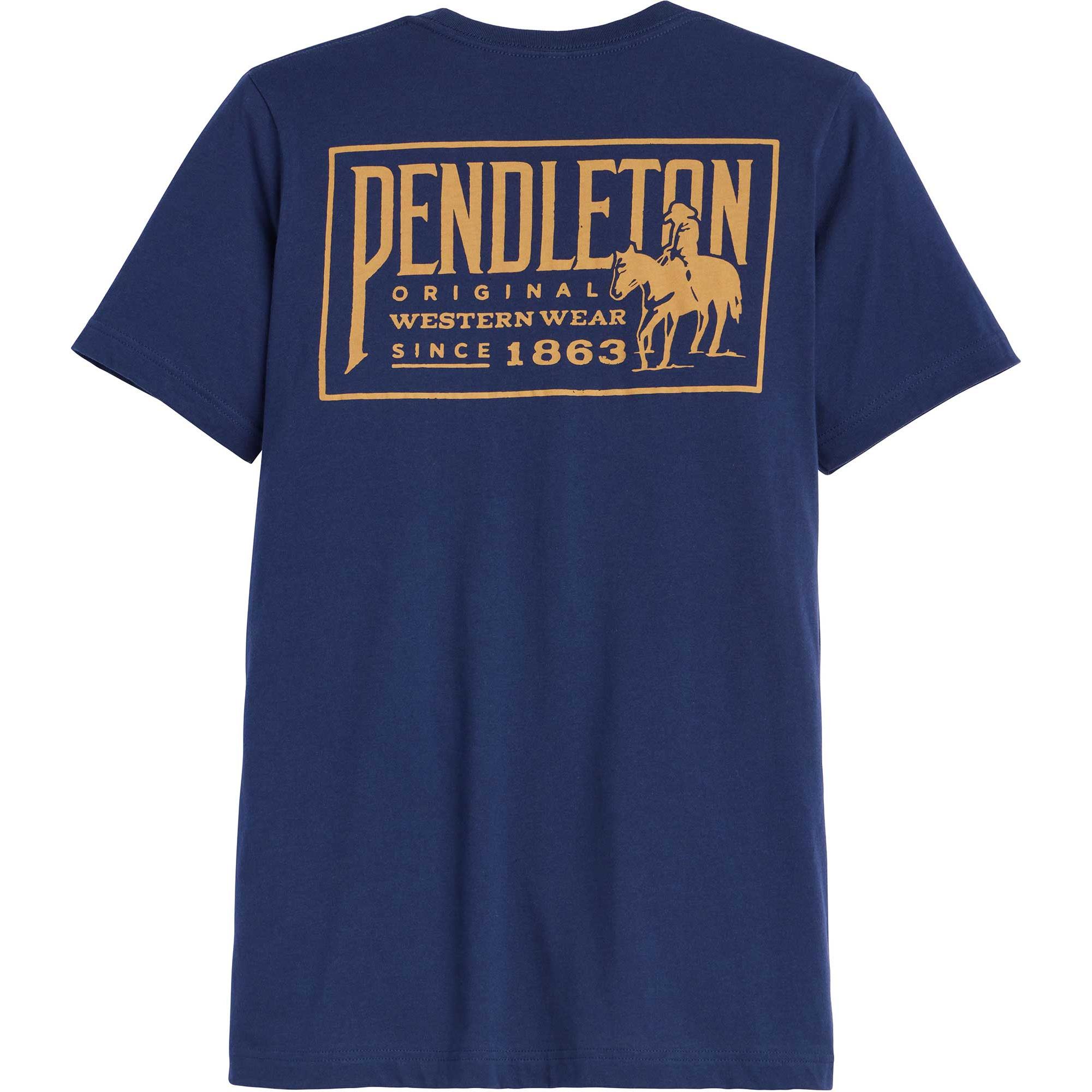 Мужская винтажная футболка с коротким рукавом и логотипом Pendleton, Navy/Gold
Мужская винтажная футболка с коротким рукавом и логотипом Pendleton, Navy/Gold