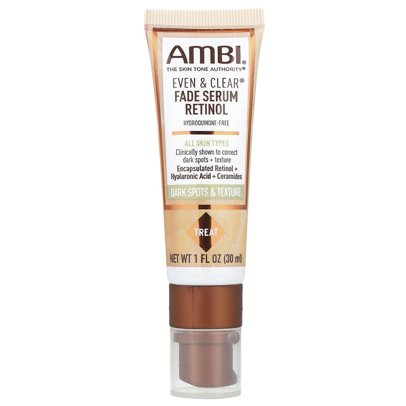 AMBI, Even & Clear Fade Serum Retinol, 30 мл (1 жидк. Унция)
AMBI, Even & Clear Fade Serum Retinol, 30 мл (1 жидк. Унция)