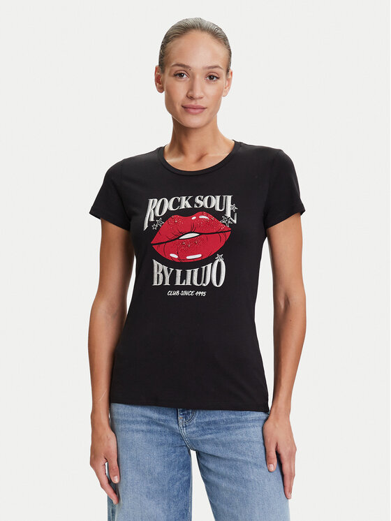 Футболка regular fit UF5265 JS923 Liu Jo, чёрный 
Футболка regular fit UF5265 JS923 Liu Jo, чёрный