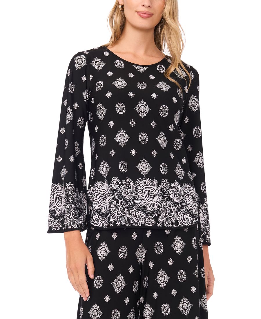 Женская блузка с разрезом, рукавами-колоколами и круглым вырезом Sam & Jess, Rich Black
Женская блузка с разрезом, рукавами-колоколами и круглым вырезом Sam & Jess, Rich Black