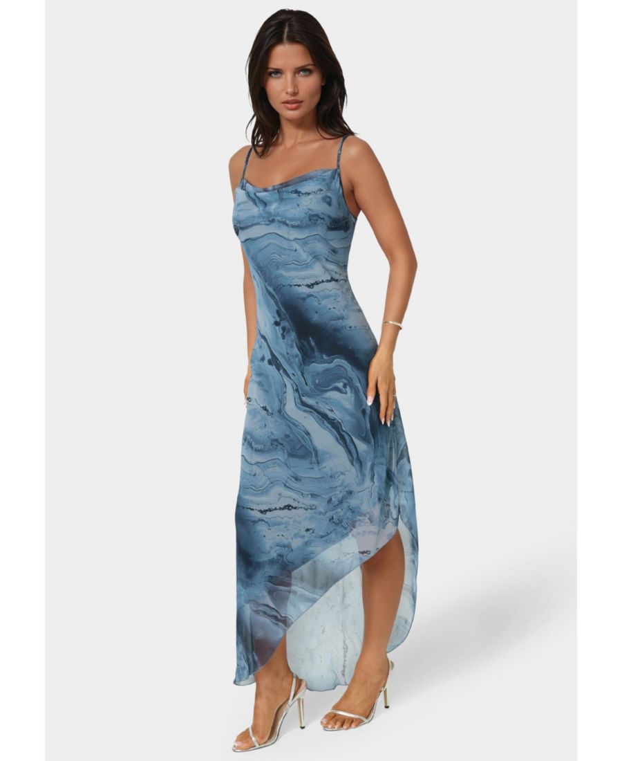 Женское длинное платье из шифона с принтом и воротником-хомутом Bebe, Navy multi
Женское длинное платье из шифона с принтом и воротником-хомутом Bebe, Navy multi