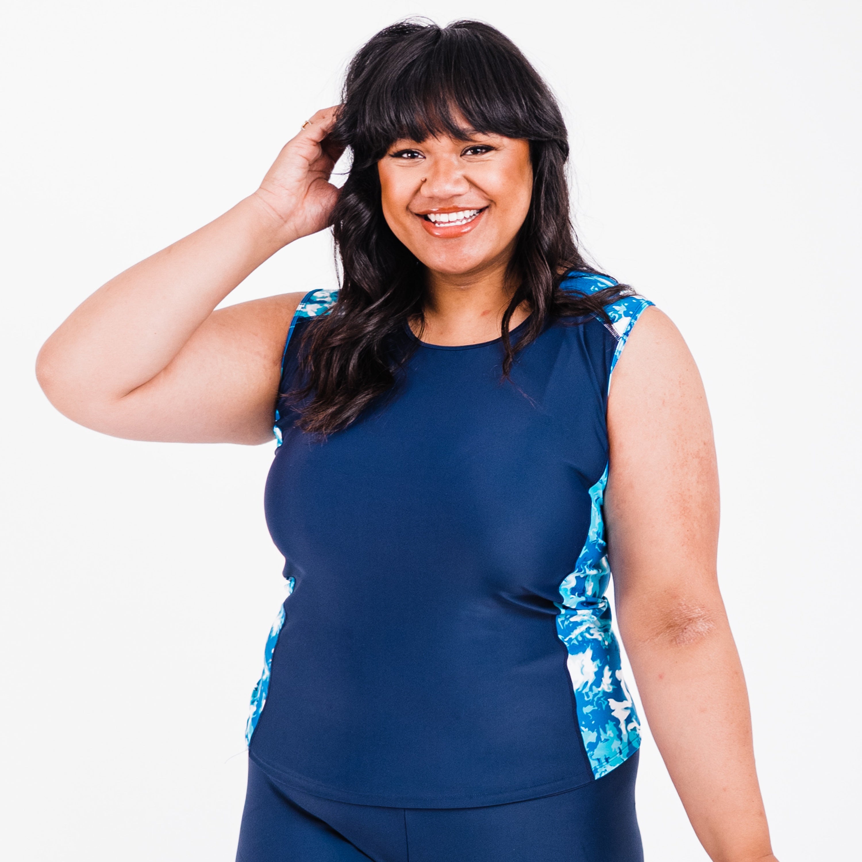 Женский купальник-топ Tankini Maya свободного кроя Plus Calypsa, цвет navy/tidal wave
Женский купальник-топ Tankini Maya свободного кроя Plus Calypsa, цвет navy/tidal wave