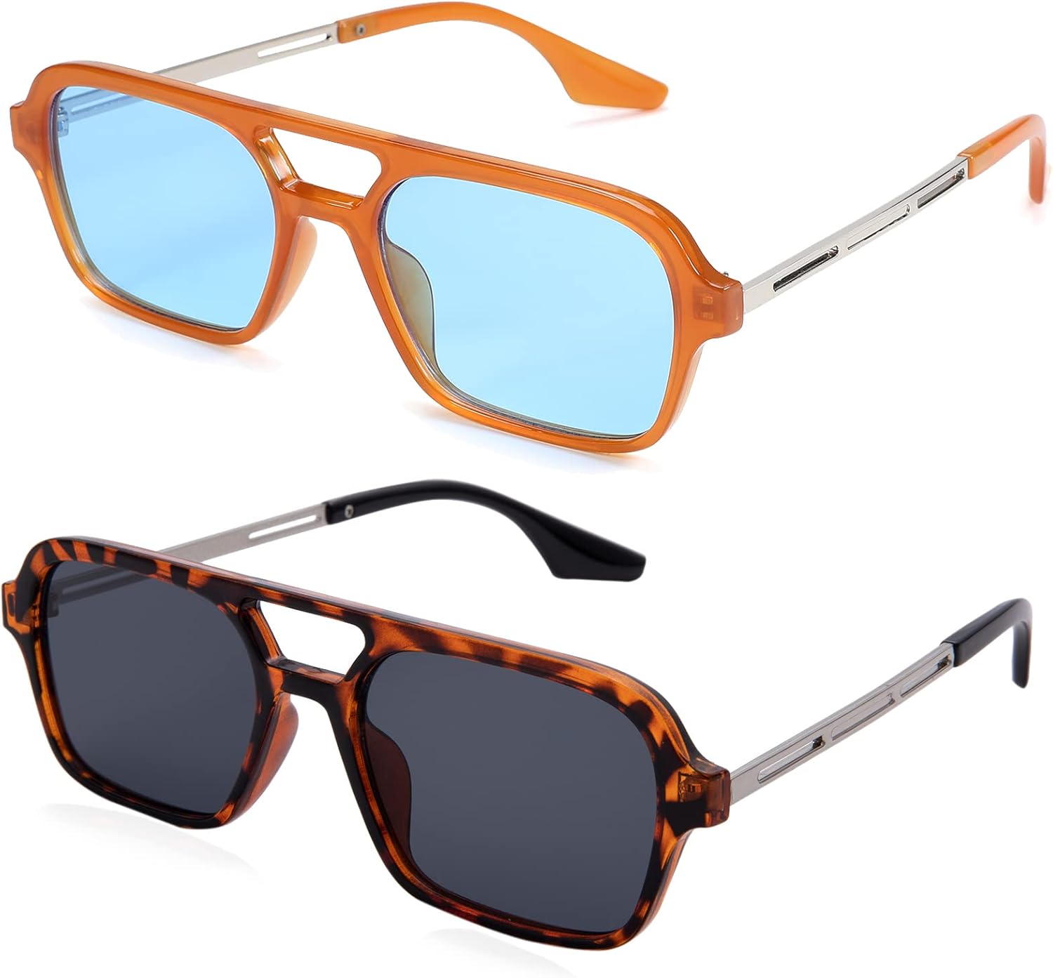 Солнцезащитные очки Hycredi в стиле ретро 70-х, плоские, в стиле «авиатор», модные винтажные квадратные очки для женщин и мужчин, металлический дизайн, защита от УФ-излучения, 2 Pack - Orange/Blue + Leopard/Gray
Солнцезащитные очки Hycredi в стиле ретро 70-х, плоские, в стиле «авиатор», модные винтажные квадратные очки для женщин и мужчин, металлический дизайн, защита от УФ-излучения, 2 Pack - Orange/Blue + Leopard/Gray