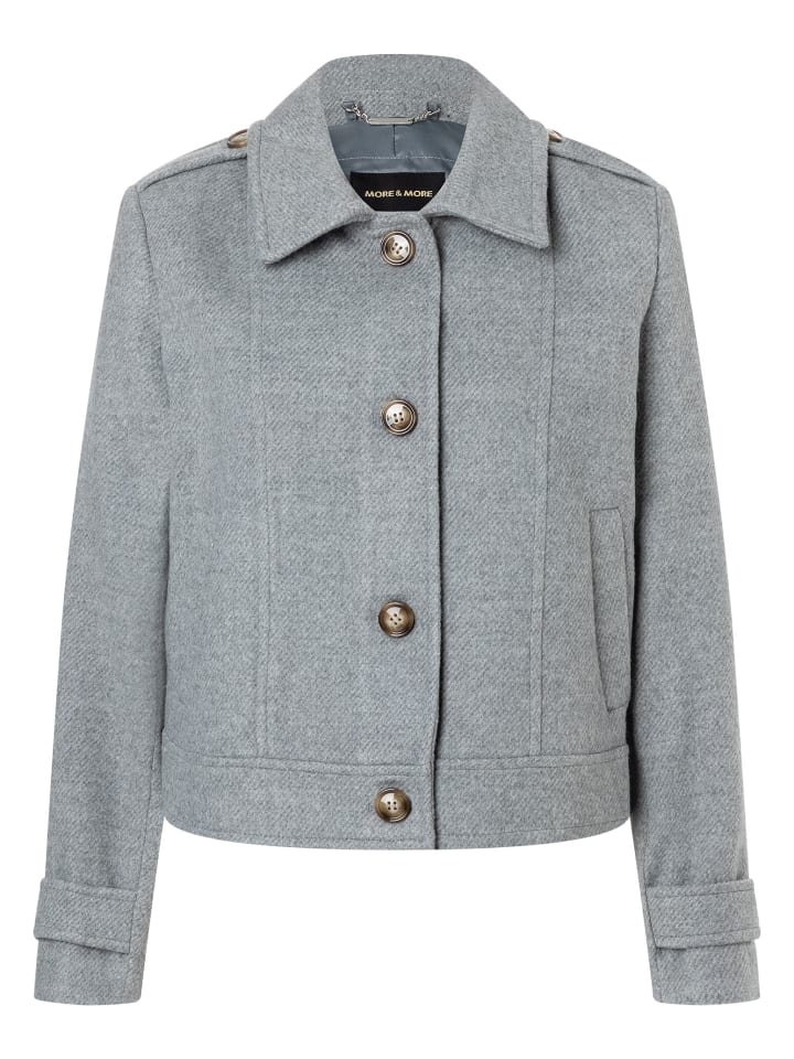 Универсальная короткая куртка теплого серого меланжевого цвета More & More
Универсальная короткая куртка теплого серого меланжевого цвета More & More