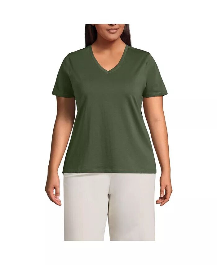 Свободная хлопковая футболка с v-образным вырезом больших размеров Supima Lands' End, зеленый
Свободная хлопковая футболка с v-образным вырезом больших размеров Supima Lands' End, зеленый