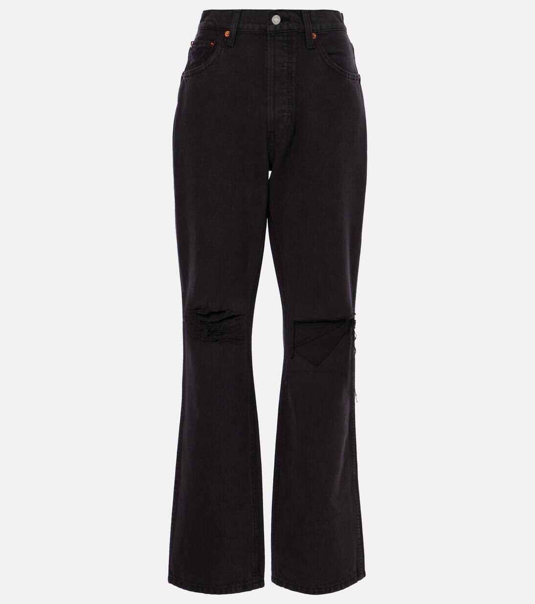 Расклешенные джинсы с высокой посадкой и потертостями в стиле 90-х Re/Done, цвет washed blk w/rip
Расклешенные джинсы с высокой посадкой и потертостями в стиле 90-х Re/Done, цвет washed blk w/rip