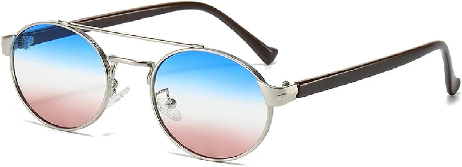 Женские солнцезащитные очки с двойной металлической перемычкой, овальной формы, в стиле панк, мужские солнцезащитные очки с градиентным переходом, защита от УФ-излучения UV400 DSVIGF, Silver Blue Pink
Женские солнцезащитные очки с двойной металлической перемычкой, овальной формы, в стиле панк, мужские солнцезащитные очки с градиентным переходом, защита от УФ-излучения UV400 DSVIGF, Silver Blue Pink