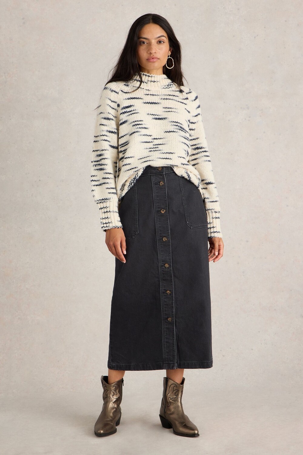 Юбка миди из денима Colleen White Stuff, черный
Юбка миди из денима Colleen White Stuff, черный