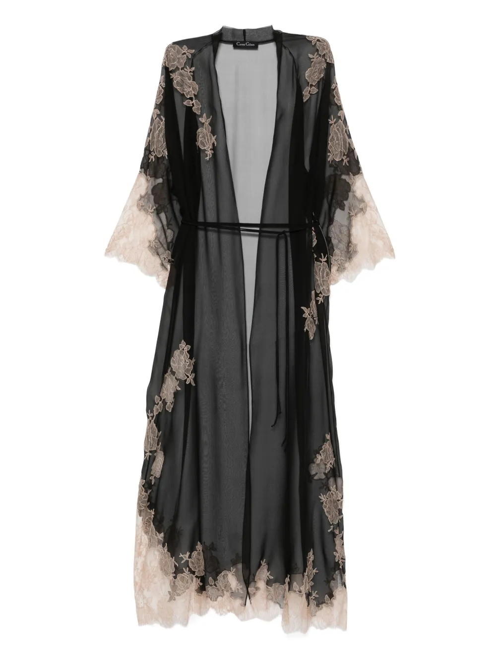 Шелковый халат с кружевом Calais-Caudry Carine Gilson, черный
Шелковый халат с кружевом Calais-Caudry Carine Gilson, черный