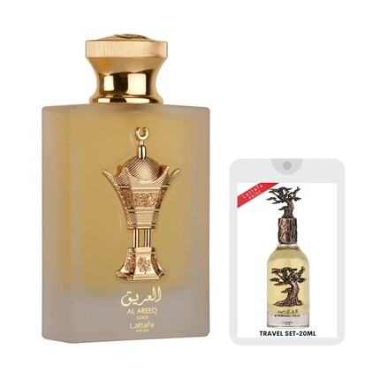 Al Areeq Gold EDP 100 мл с новым дорожным набором Eternal Oud Experience 20 мл унисекс от Lattafa Perfumes
Al Areeq Gold EDP 100 мл с новым дорожным набором Eternal Oud Experience 20 мл унисекс от Lattafa Perfumes