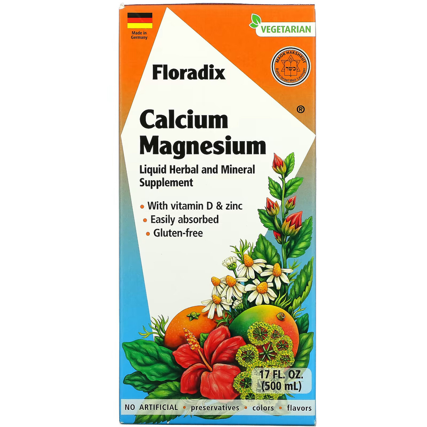 Gaia Herbs, Floradix, Calcium Magnesium, 17 fl oz (500 ml)
Gaia Herbs, Floradix, Calcium Magnesium, 17 fl oz (500 ml)