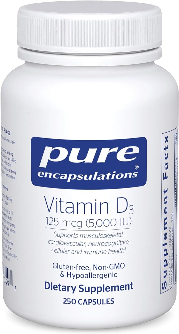 Pure Encapsulations Витамин D3 125 мкг (5000 МЕ) — 250 капсул 
Pure Encapsulations Витамин D3 125 мкг (5000 МЕ) — 250 капсул