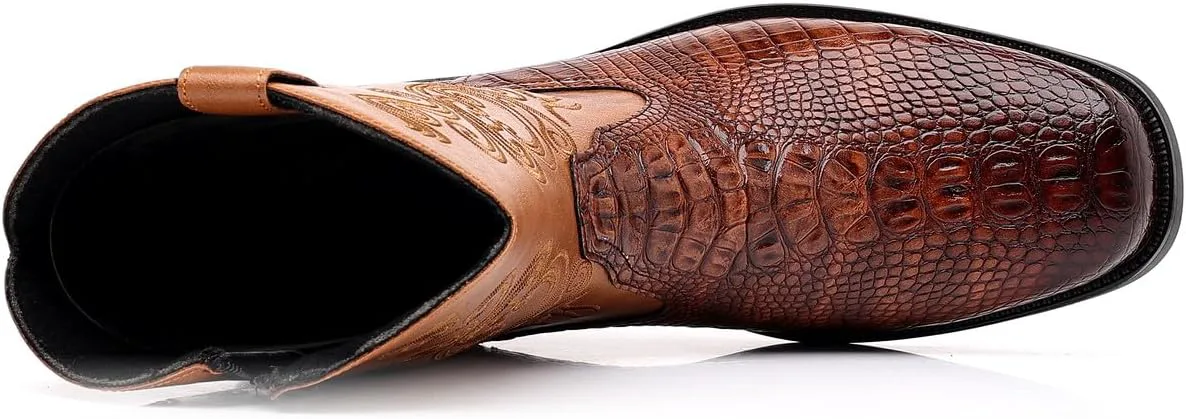 Мужские ковбойские сапоги Santimon из крокодиловой кожи, боковая молния, средняя голень, широкий квадратный носок, коричневый
Мужские ковбойские сапоги Santimon из крокодиловой кожи, боковая молния, средняя голень, широкий квадратный носок, коричневый