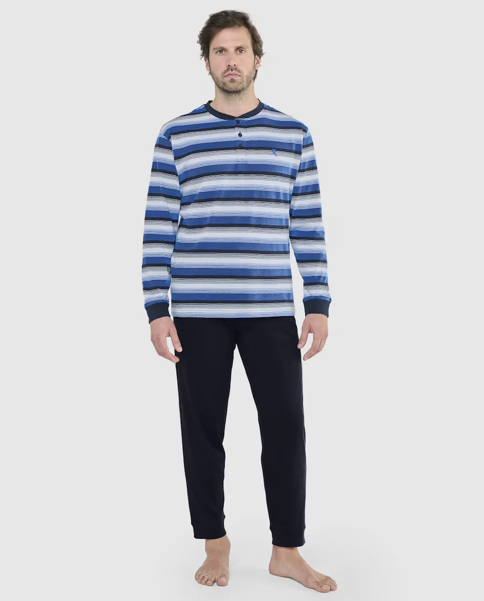 Мужская длинная синяя трикотажная пижама El Búho Nocturno, синий индиго
Мужская длинная синяя трикотажная пижама El Búho Nocturno, синий индиго