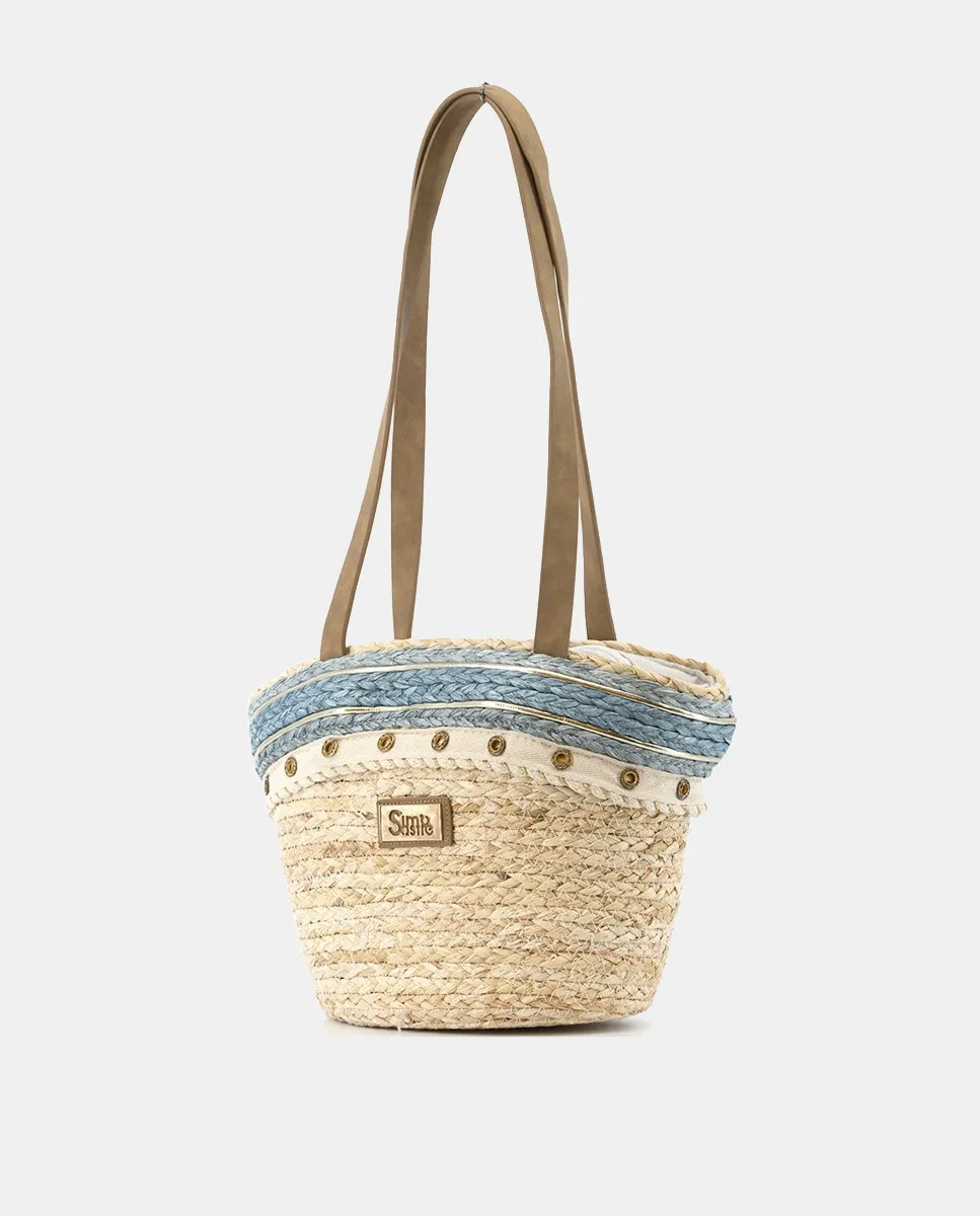 Средняя сумка-корзина из кукурузных листьев с люверсами и рафией Simó Sastre, синий
Средняя сумка-корзина из кукурузных листьев с люверсами и рафией Simó Sastre, синий