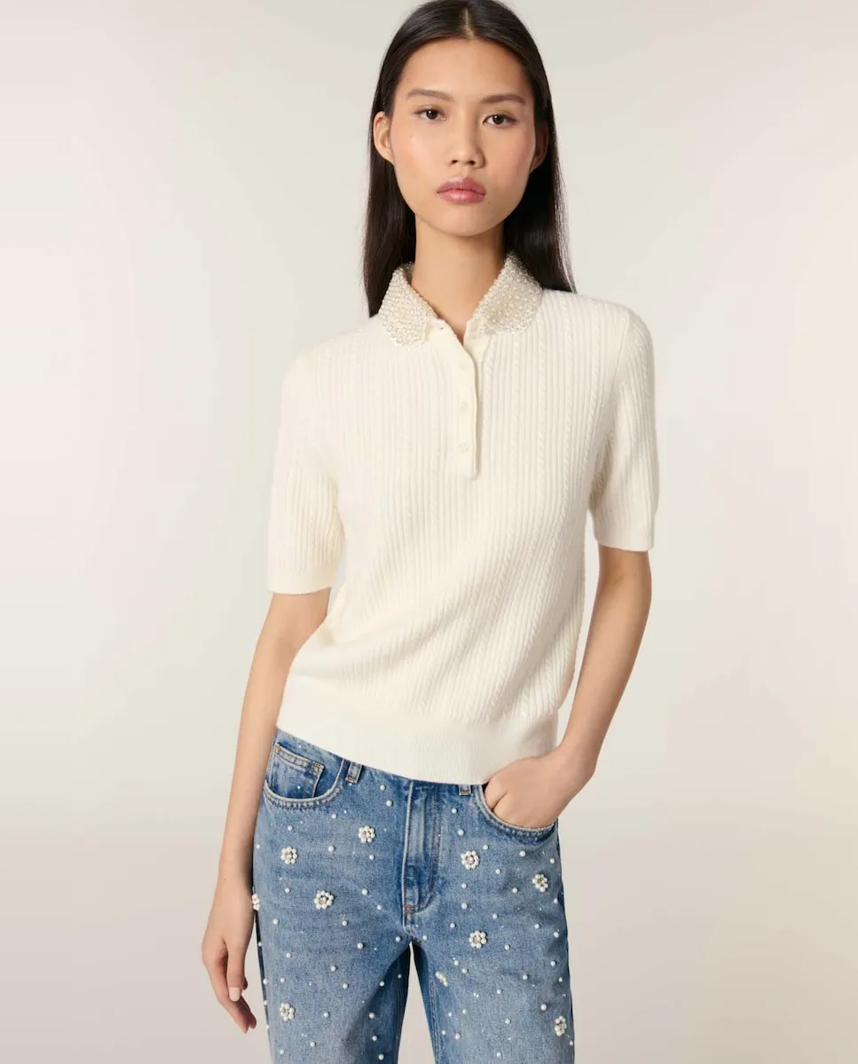 Женская трикотажная майка с круглым вырезом Maje, белый
Женская трикотажная майка с круглым вырезом Maje, белый