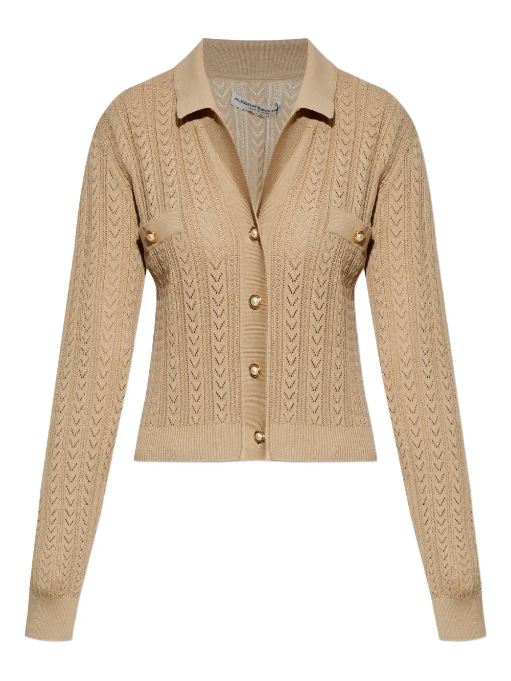 Кардиган с пуговицами из косовой вязки Alessandra Rich, нейтральный
Кардиган с пуговицами из косовой вязки Alessandra Rich, нейтральный