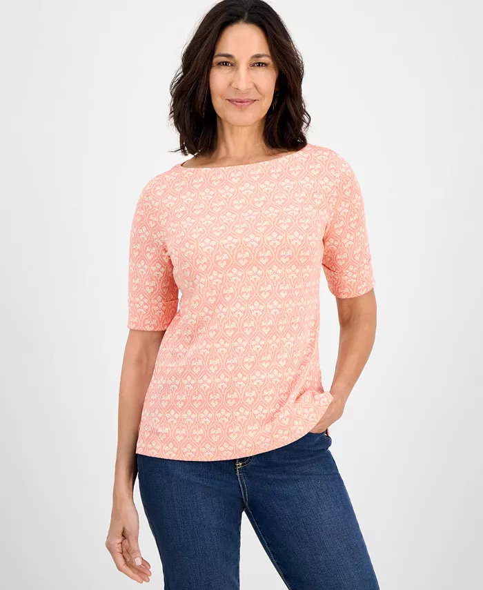 Женская блуза с принтом и лодочкой, с рукавом три четверти Style & Co, оранжевый
Женская блуза с принтом и лодочкой, с рукавом три четверти Style & Co, оранжевый