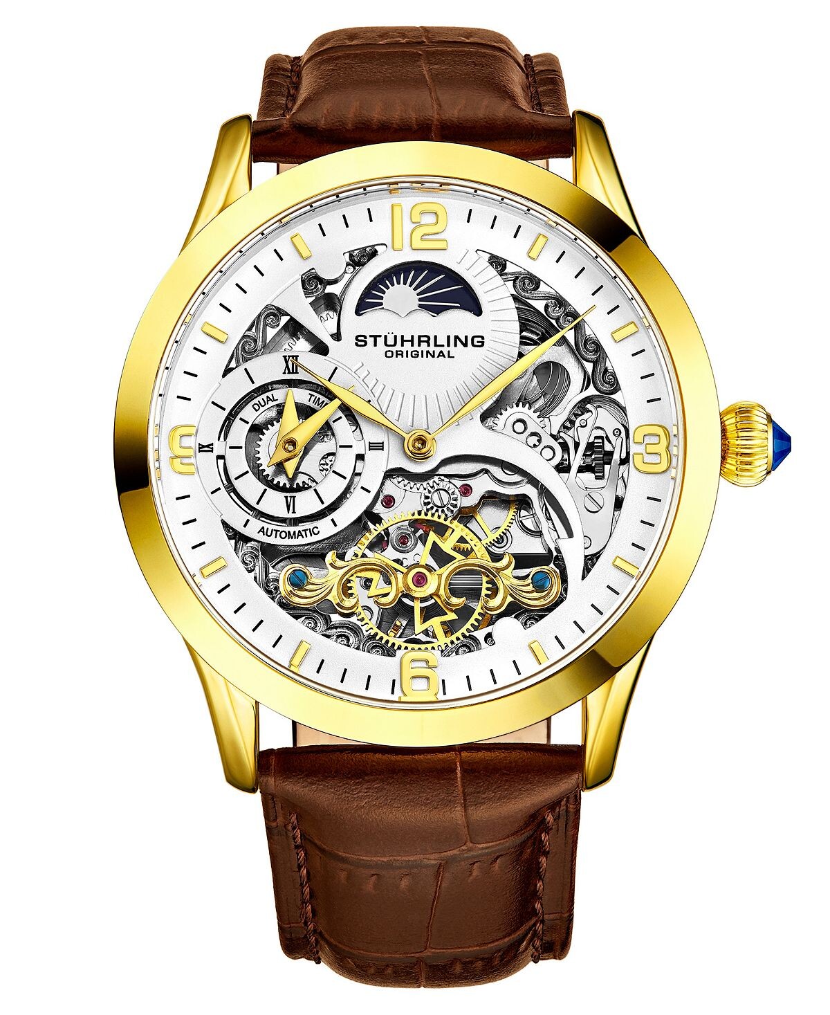 Мужские часы с коричневым кожаным ремешком, 45 мм Stuhrling
Мужские часы с коричневым кожаным ремешком, 45 мм Stuhrling