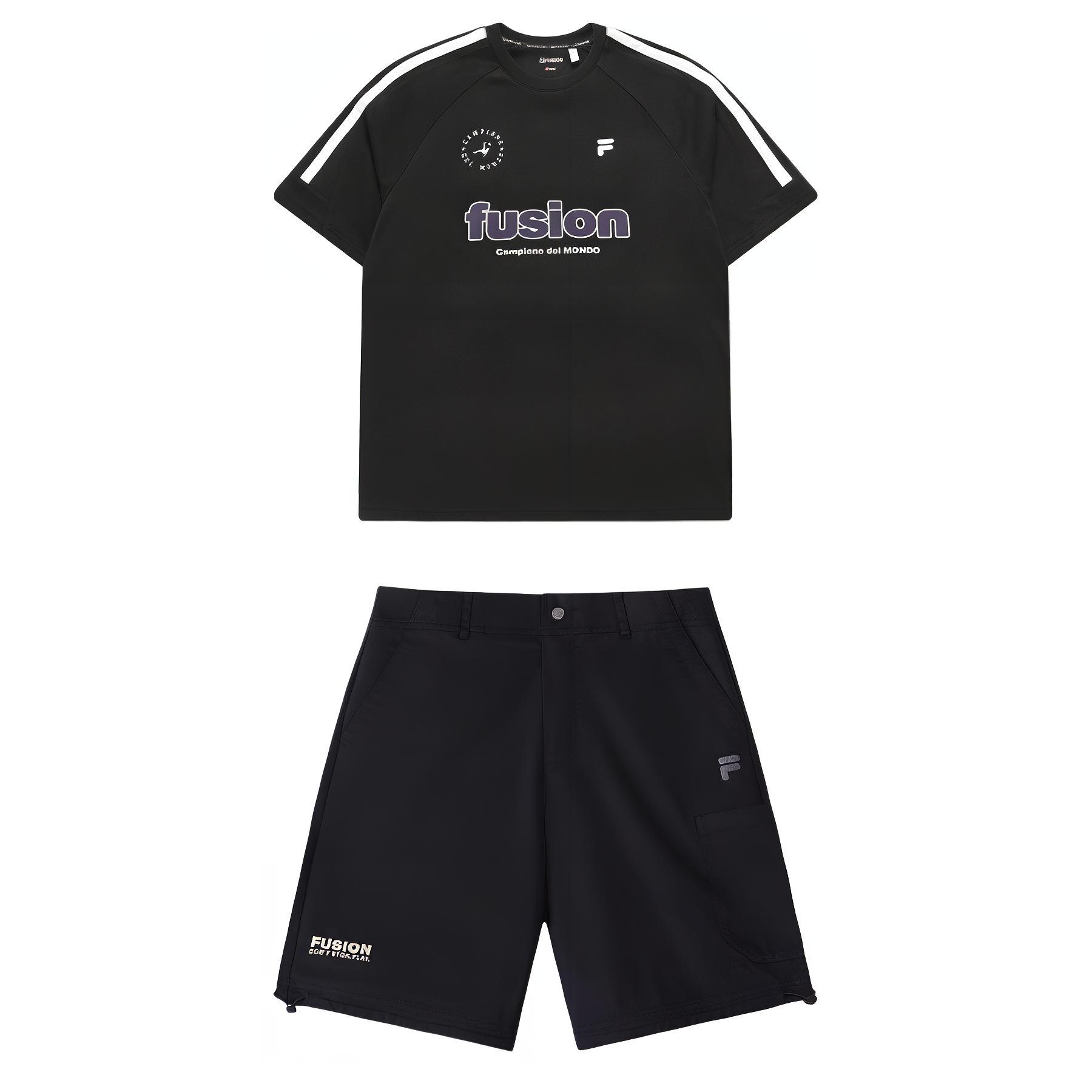 Повседневный спортивный костюм унисекс угольно-черный FILA FUSION, комплект одежды (угольно-черная футболка + шорты)
Повседневный спортивный костюм унисекс угольно-черный FILA FUSION, комплект одежды (угольно-черная футболка + шорты)