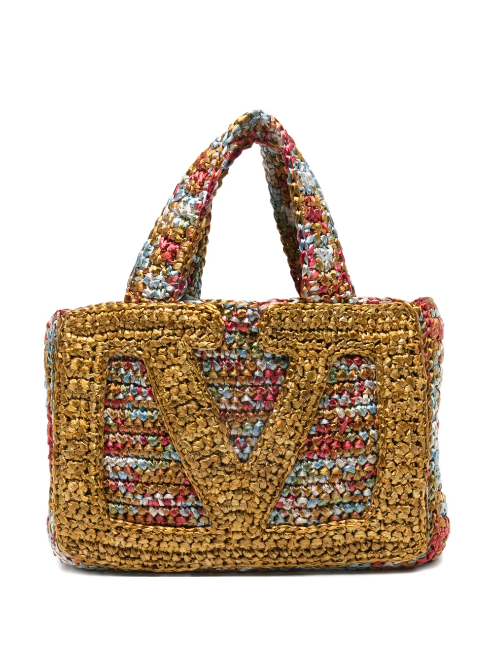 Тканая сумка-тоут с логотипом Valentino Garavani, золотой
Тканая сумка-тоут с логотипом Valentino Garavani, золотой