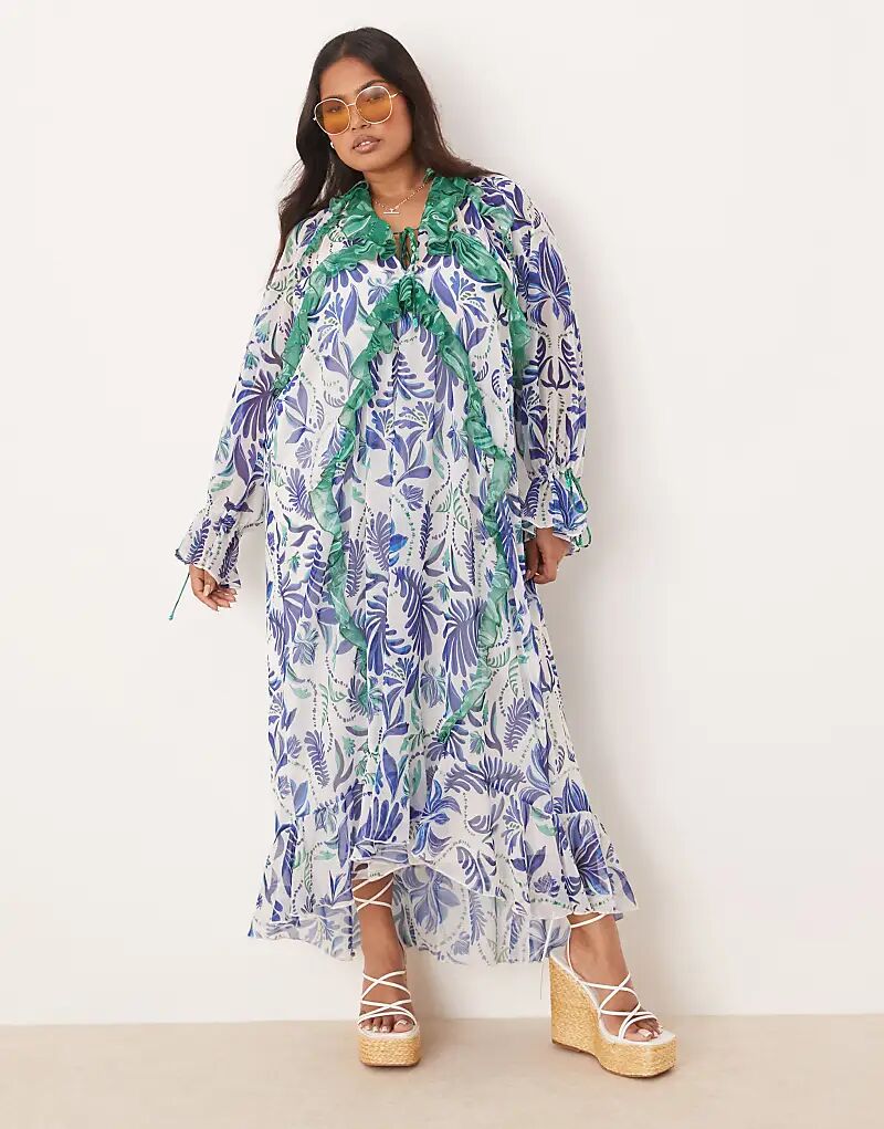 Платье мидакси Hope & Ivy Plus с оборками, прозрачное, сине-белого пальмового цвета
Платье мидакси Hope & Ivy Plus с оборками, прозрачное, сине-белого пальмового цвета