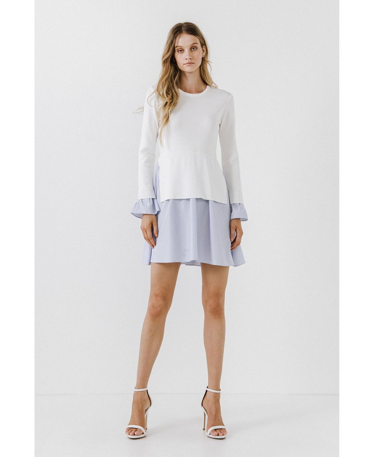 Женское комбинированное трикотажное платье из поплина English Factory, белый
Женское комбинированное трикотажное платье из поплина English Factory, белый