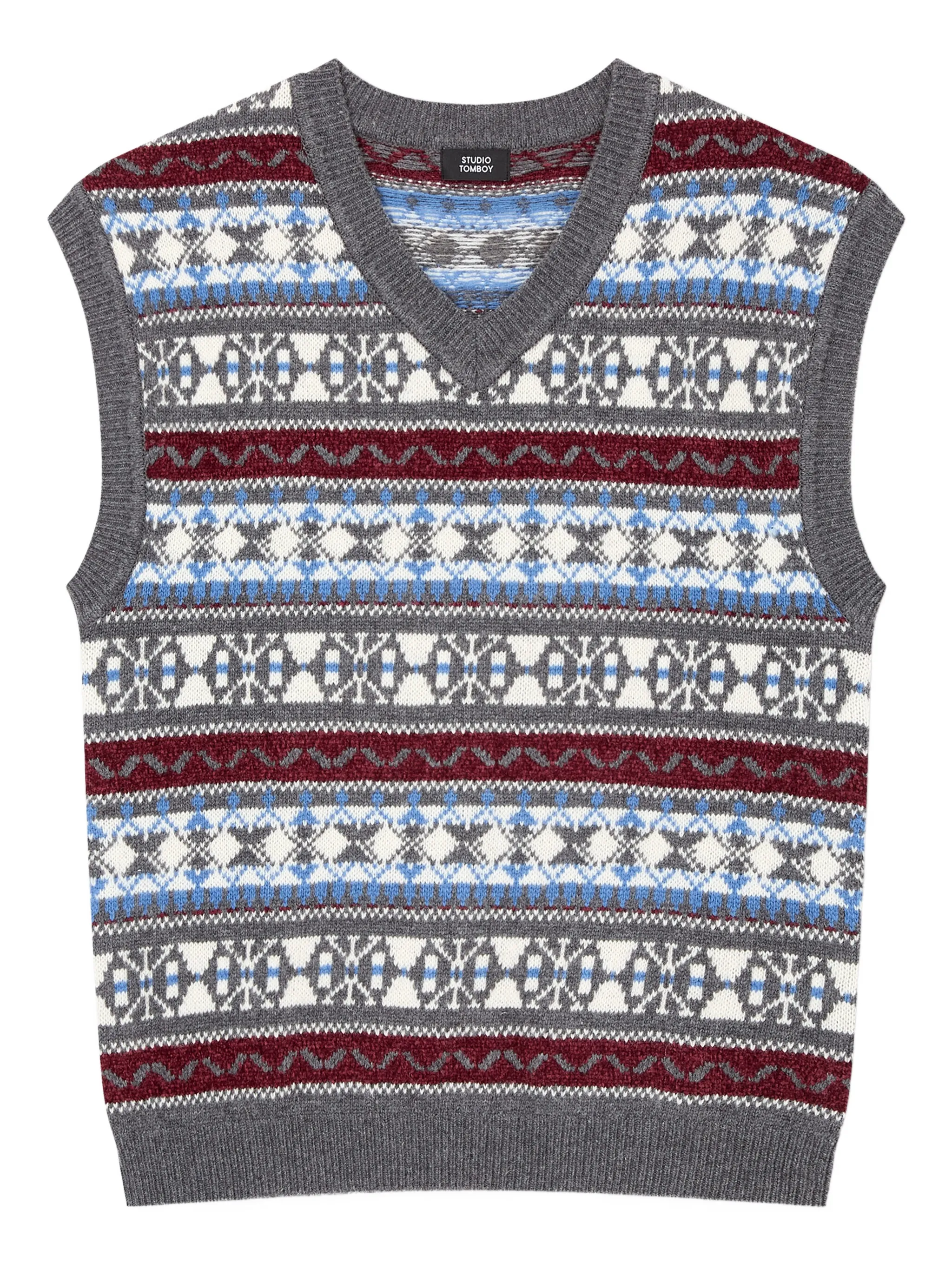 Жилет с V-образным вырезом и геометричным узором Studio Tomboy, серый
Жилет с V-образным вырезом и геометричным узором Studio Tomboy, серый