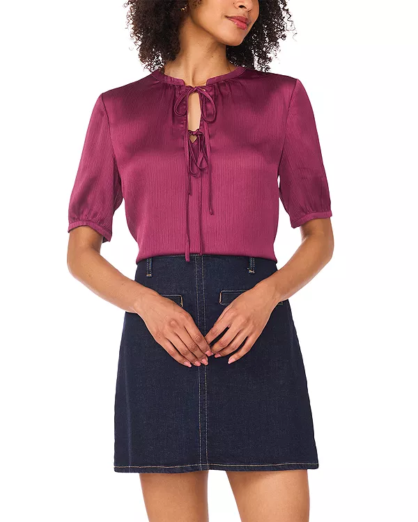 Блузка с короткими рукавами и завязками спереди Vince Camuto, розовый
Блузка с короткими рукавами и завязками спереди Vince Camuto, розовый