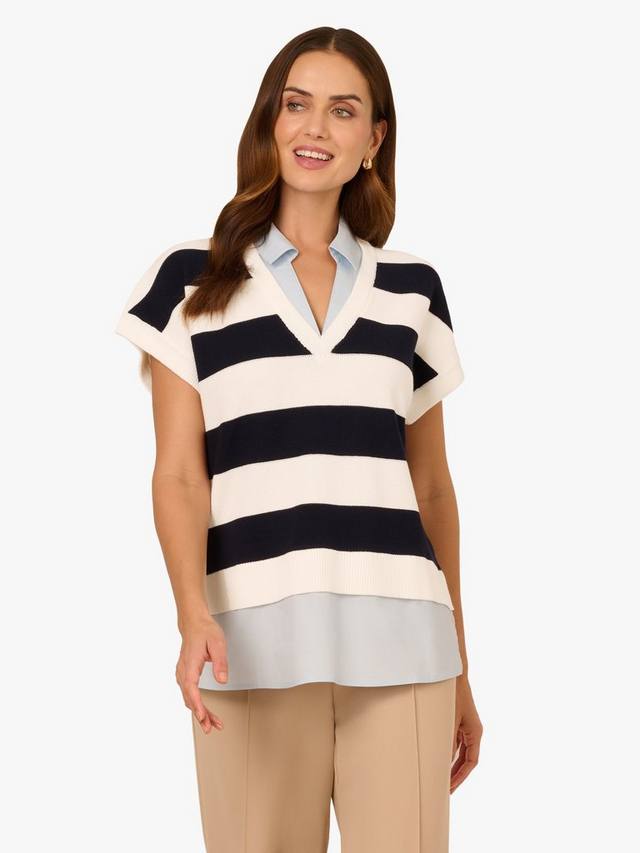 Рубиновый топ с v-образным вырезом в полоску Adrianna Papell, цвет Navy/Ivory
Рубиновый топ с v-образным вырезом в полоску Adrianna Papell, цвет Navy/Ivory