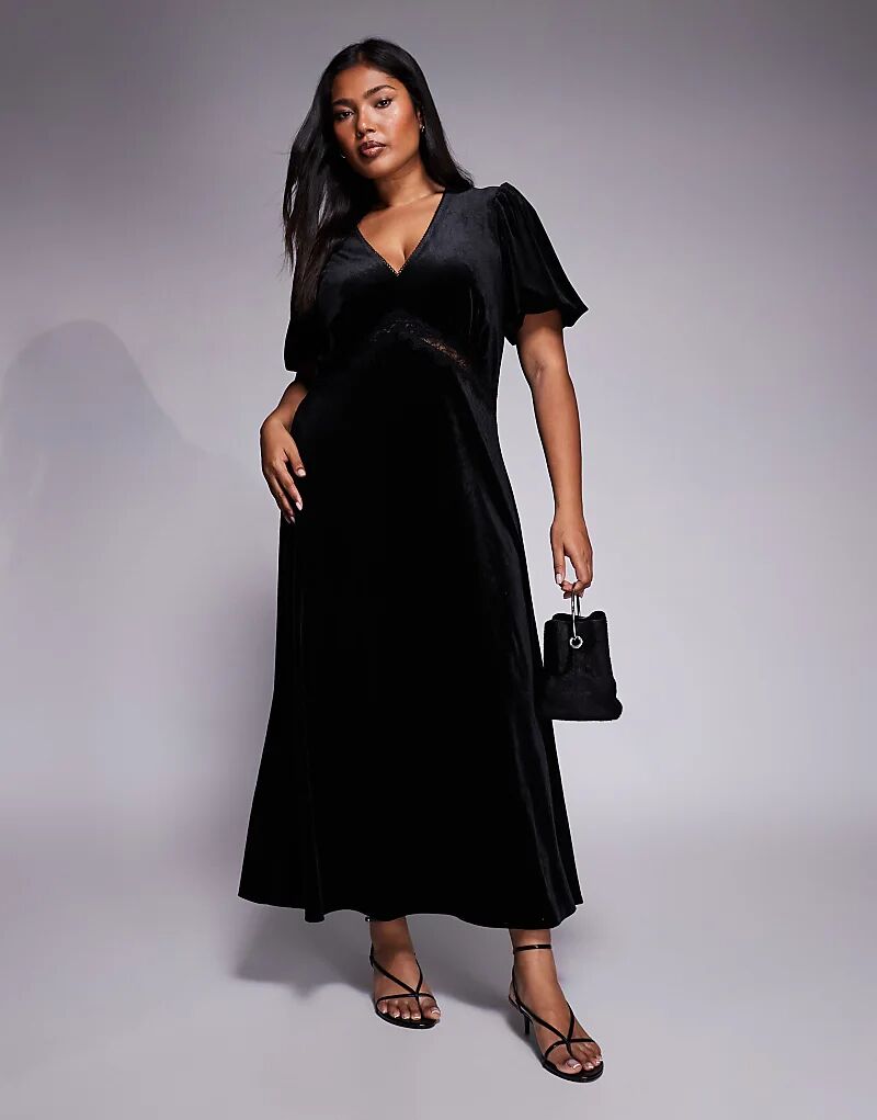 Платье миди из бархата с кружевной отделкой New Look Curve черного цвета
Платье миди из бархата с кружевной отделкой New Look Curve черного цвета