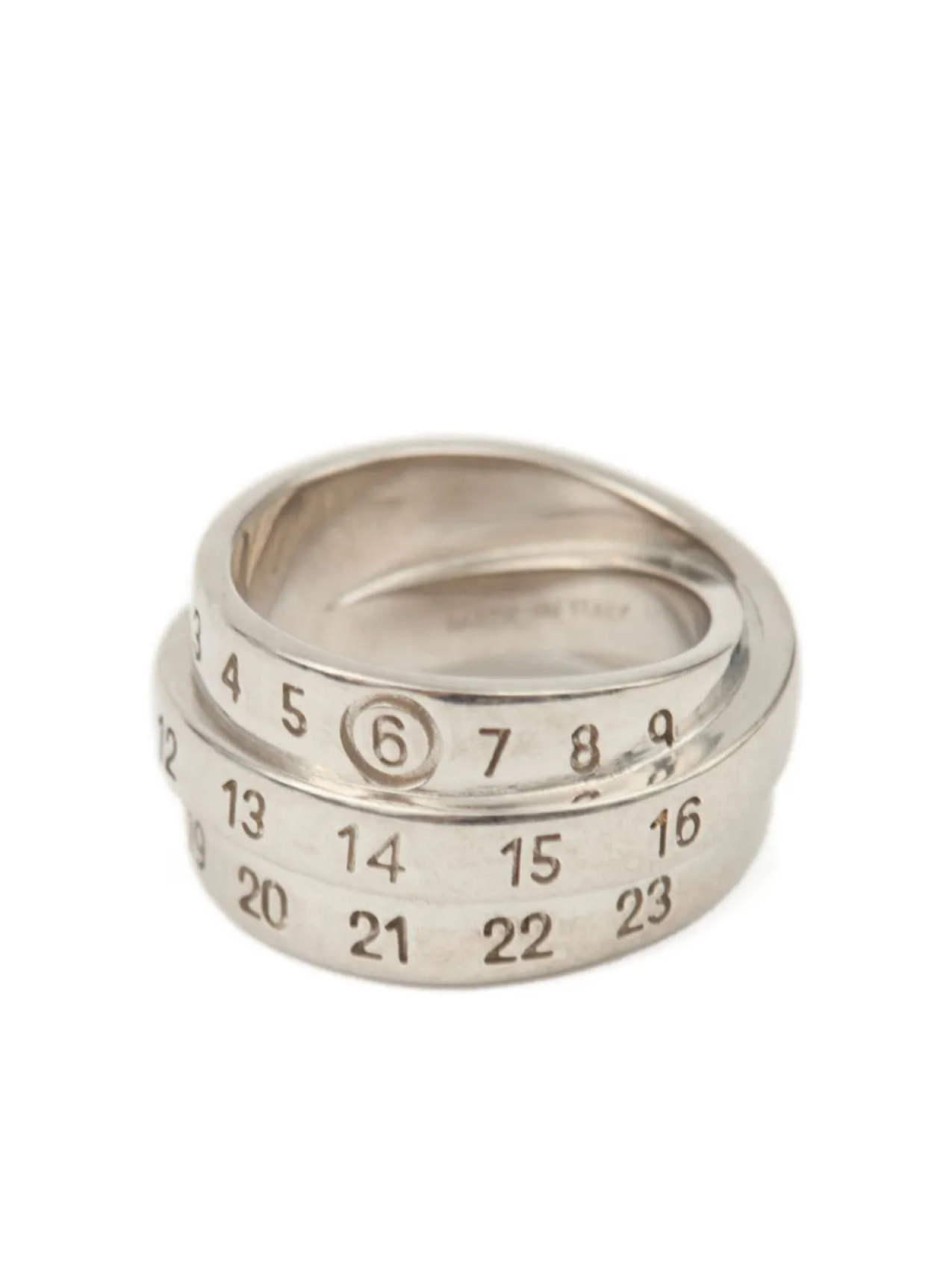 Кольцо с тройным логотипом MM6 Maison Margiela, серебряный
Кольцо с тройным логотипом MM6 Maison Margiela, серебряный