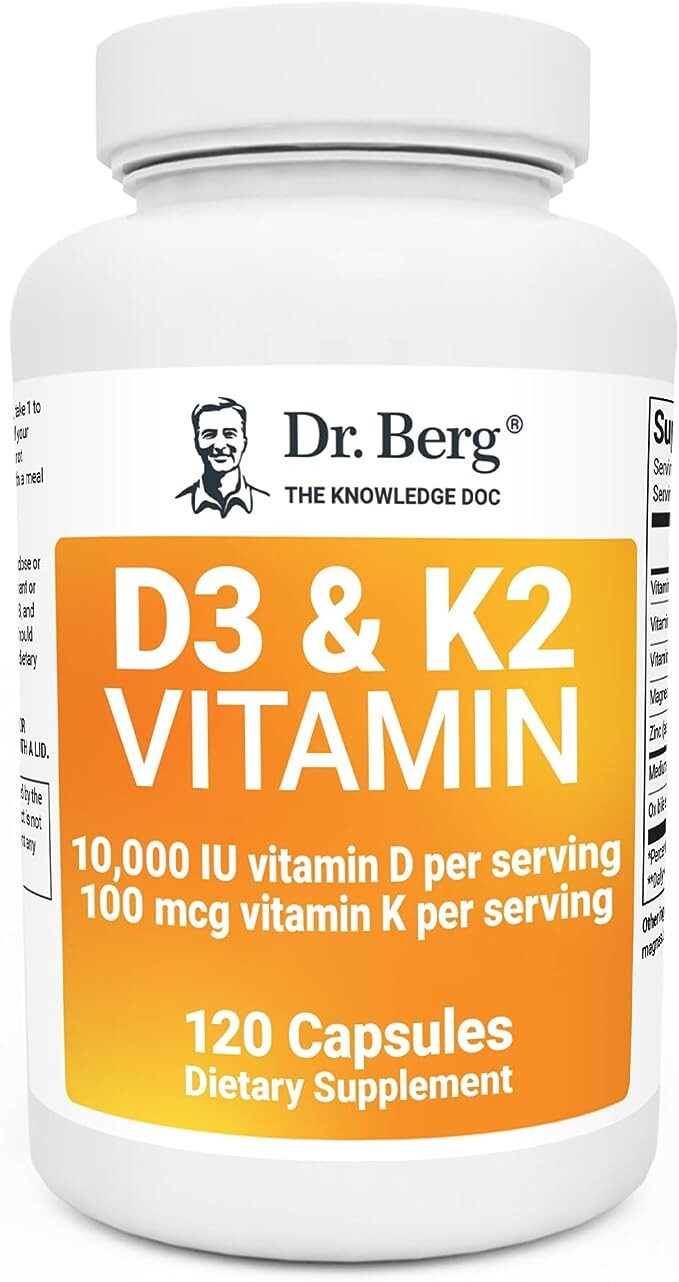 Витамин D3 K2 от Dr. Berg с маслом MCT — включает 10 000 МЕ витамина D3, 100 мкг витамина K2 MK7, 120 капсул
Витамин D3 K2 от Dr. Berg с маслом MCT — включает 10 000 МЕ витамина D3, 100 мкг витамина K2 MK7, 120 капсул