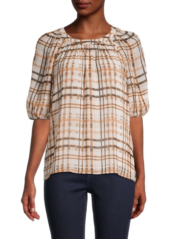 Клетчатый топ Calvin Klein с пышными рукавами, мультиколор
Клетчатый топ Calvin Klein с пышными рукавами, мультиколор