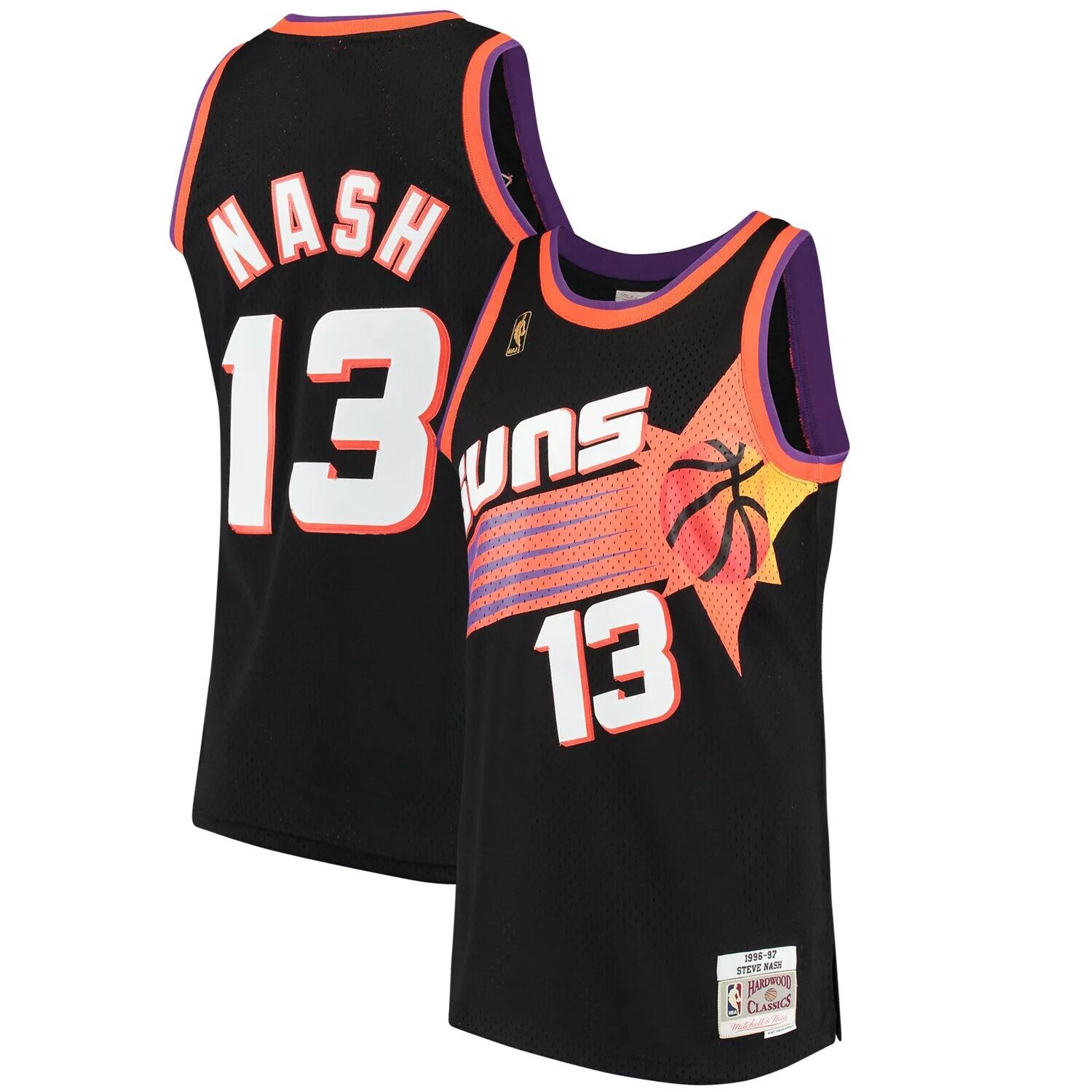 Мужская майка Mitchell & Ness Steve Nash Black Phoenix Suns 1996-97 Hardwood Classics Swingman 
Мужская майка Mitchell & Ness Steve Nash Black Phoenix Suns 1996-97 Hardwood Classics Swingman