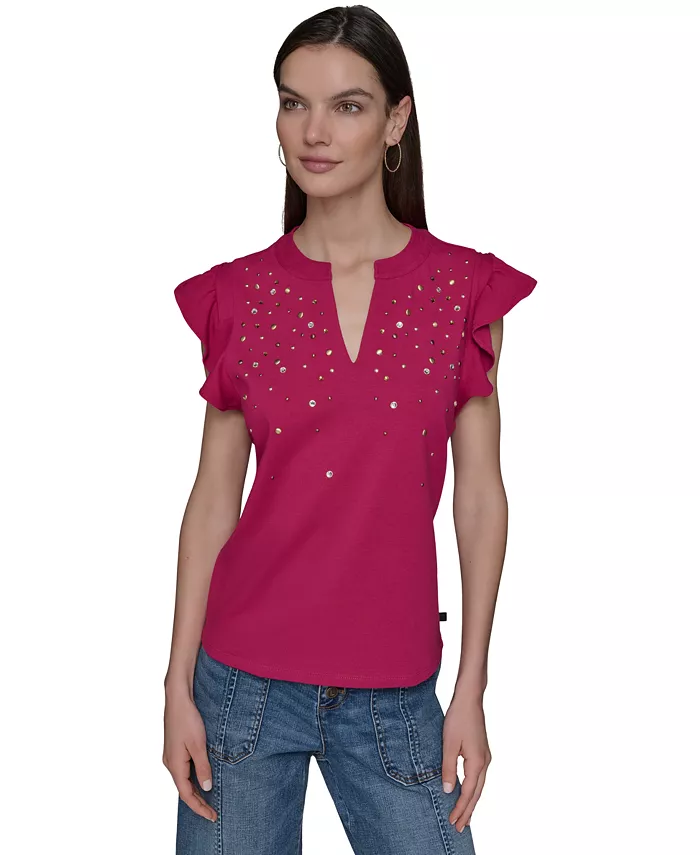 Женский вязаный топ с рюшами и шипами KARL LAGERFELD PARIS, розовый
Женский вязаный топ с рюшами и шипами KARL LAGERFELD PARIS, розовый